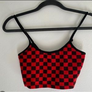 Red and black checkered crop top Forever 21